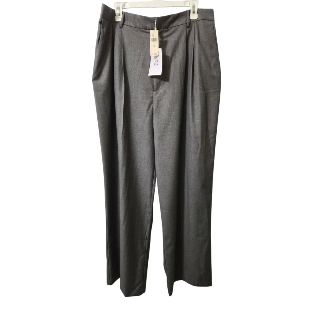Anthropologie WAYF Women's Tailored Trousers Gray Pleated Dress Pants‎ XL NWT